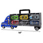 7pc Thunder Wheels Toy Truck Diecast Race Car Carrier Set - Blue