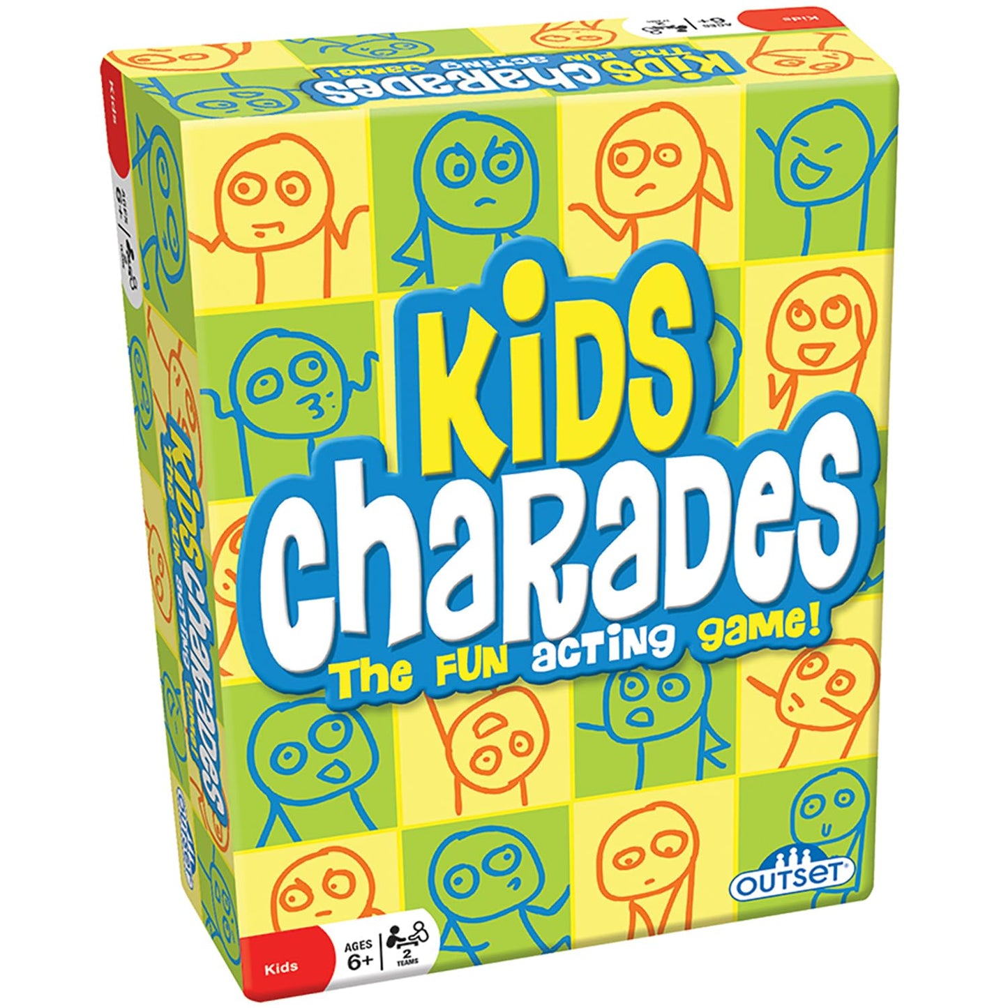 Outset Media: Kids Charades (New Box Size) - 300 Charades, Act-It-Out Family Game, Builds Imagination & Creativity, Fun Party Game, Ages 6+, 2 Teams