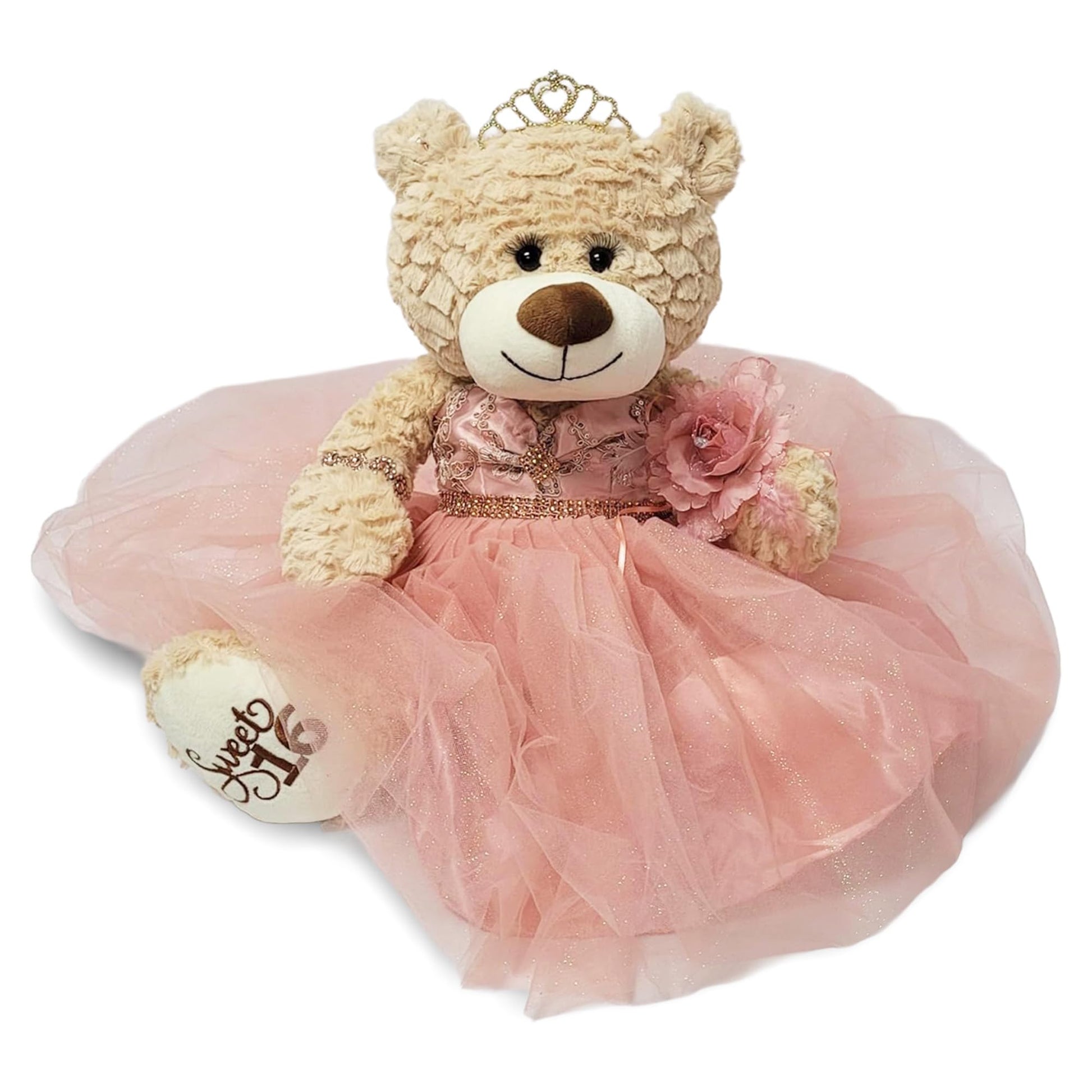 KINNEX COLLECTIONS SINCE 1997 20" Sweet 16 Last Doll Teddy Bear with Dress (Centerpiece) ~ ARC16832A-30 (Rose Gold)