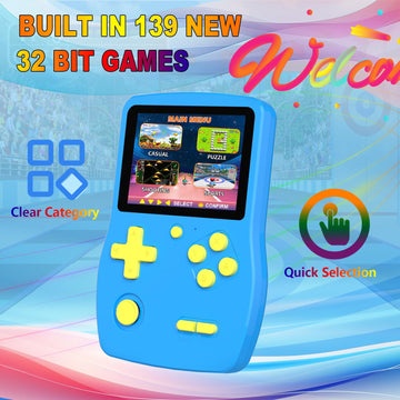 32 Bit Handheld Game for Kids Preloaded 139 Video Games,Roadtrip Travel Toy