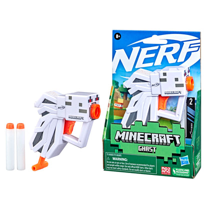 Nerf MicroShots Minecraft Ghast Mini Blaster, Includes 2 Official Elite Darts, Christmas Stocking Stuffers, Minecraft Ghast Mob Design