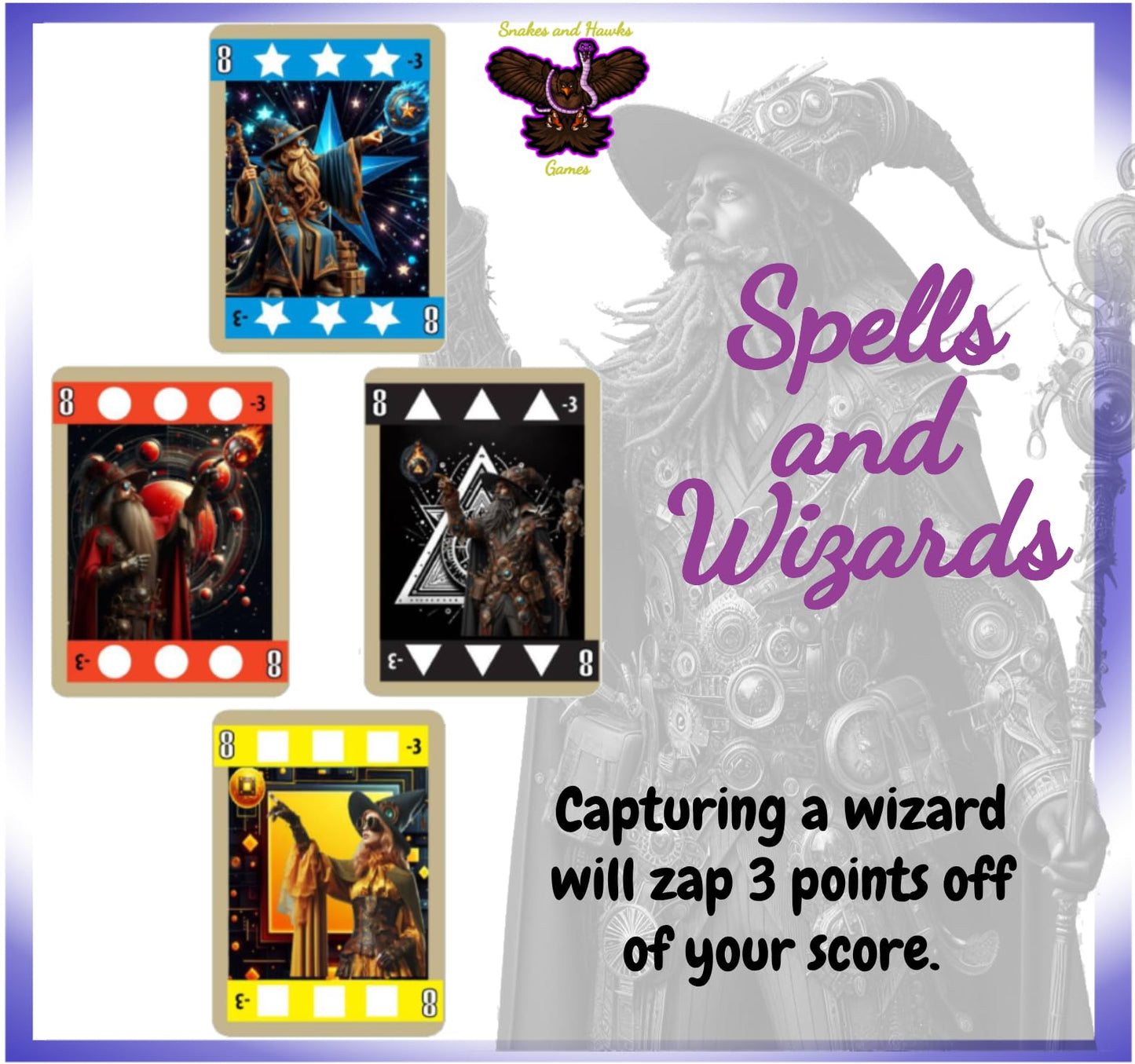 Spells and Wizards Card Game, 2-6 Player Trick Taking Card Game for Family