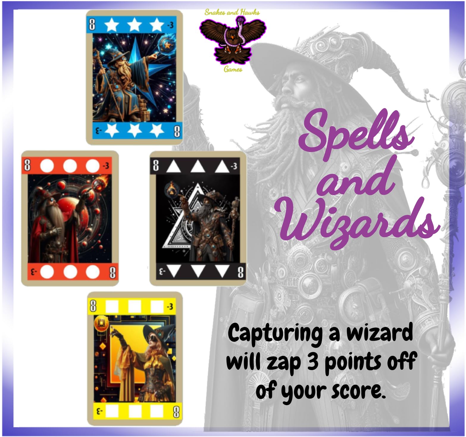 Spells and Wizards Card Game, 2-6 Player Trick Taking Card Game for Family