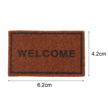 1Pc Brown 1/12 Miniature Welcome Mats Doormat Dollhouse Decoration Accessories, DIY Micro Scene Decor