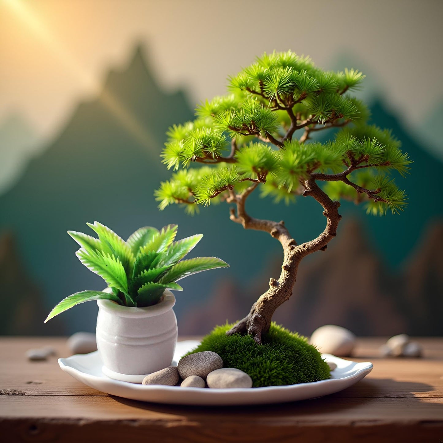 Dollhouse Plant Miniature Bonsai Plant, Mini Potted Plant Flower Model Ornament Dollhouse Furniture Toy, DIY Micro Scene Decor