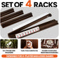 MUTEX American Walnut Wood Mahjong Racks with Pushers, 4pcs Mahjong Racks Set for Mahjong/Mexican Train/Dominoes, Elegant Wooden Mahjong Tiles Racks
