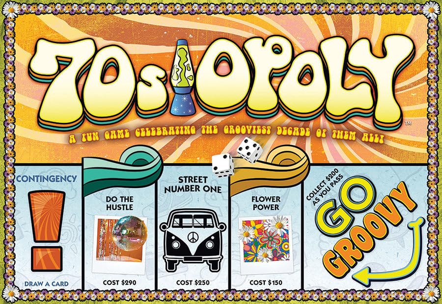 70s-Opoly Board Game - A Fun Property Trading Game Celebrating the Grooviest Decade of Them All! - for 2 to 6 Players Ages 8 and up