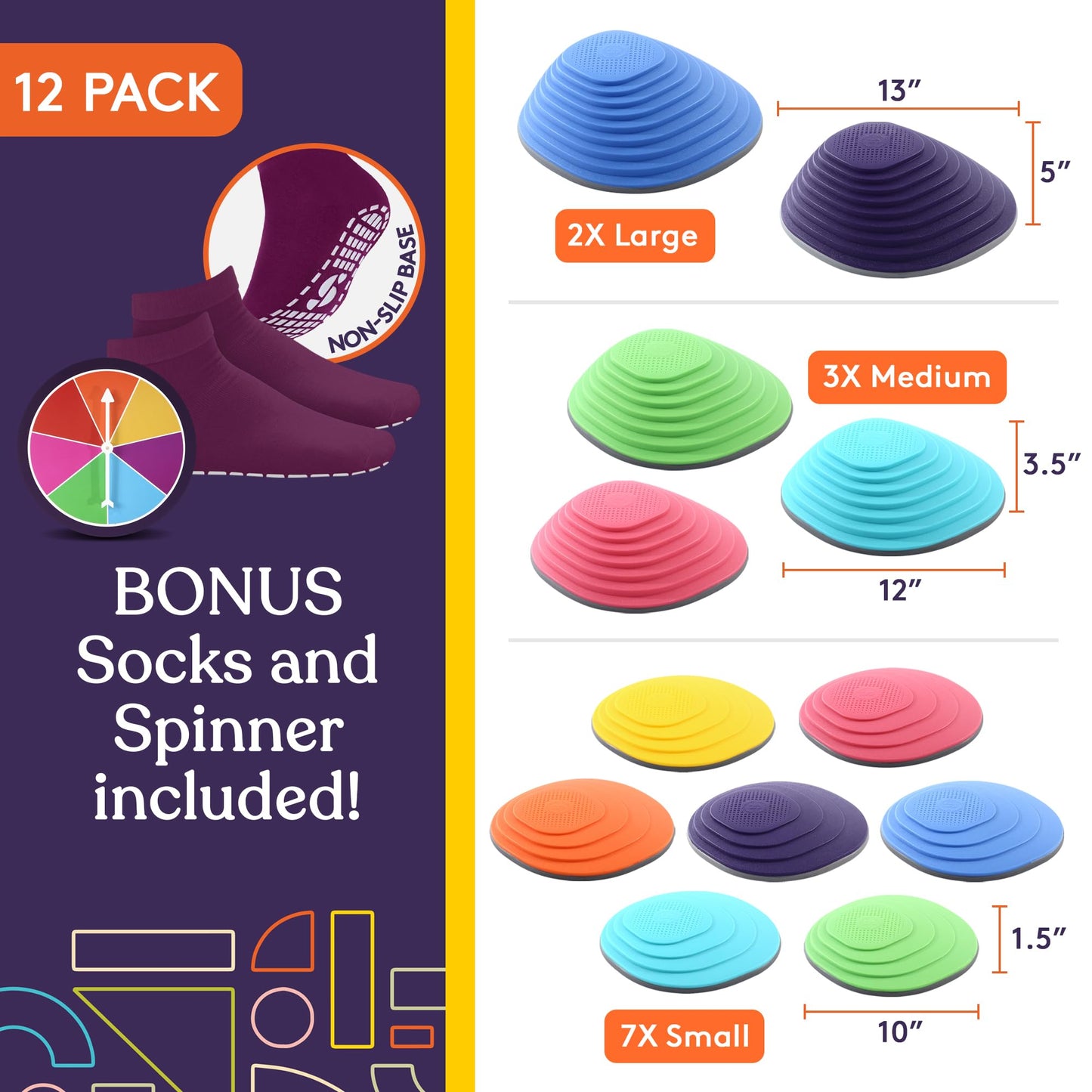 Special Supplies Stepping Stones for Kids Indoor and Outdoor Balance Blocks Promote Coordination, Balance, Strength Child Safe Rubber, Non-Slip Edging