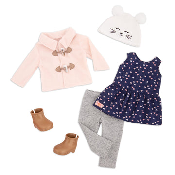 Our Generation - Outdoor Outfit - Duffle Coat - 18-inch Doll Clothes - Pretend Play - Toys for Kids Ages 3 & Up - Cheerfully Chilly