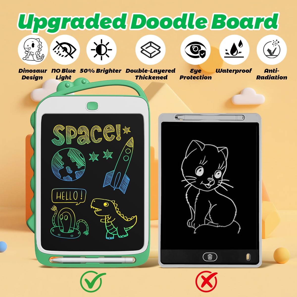 DPEDUAI LCD Writing Tablet for Kids, 8.5 Inch Colorful Doodle Board Drawing Pad, Erasable Reusable Educational Toddler Toys for 3 4 5 6 Year Old Boys