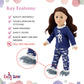 Emily Rose 18 Inch Doll Clothes - 3PC Blue Grey Dinosaur Doll Pajamas PJs Set with Slippers | American Girl Compatible | Gift Boxed - USA Brand