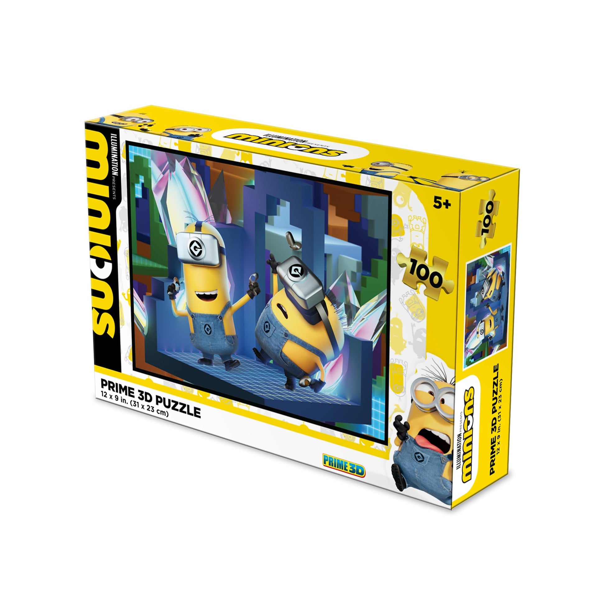Prime 3D Universal | Minions | 3D Jigsaw Puzzle| 100 Piece Jigsaw for Kids | Finished Size 12" x 9" | Challenging & Fun for Kids & Families |