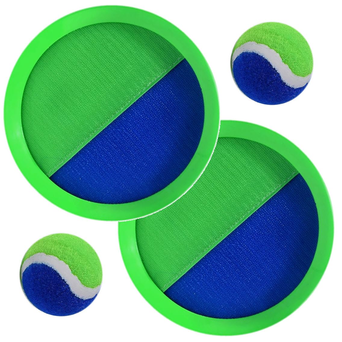 AppleRound Toss and Catch Ball Set (Hook and Loop), Kids Outdoor Games, Beach Toys, Backyard Sports, Paddle Ball Games (Pack of 2 Paddles and 2 Balls)