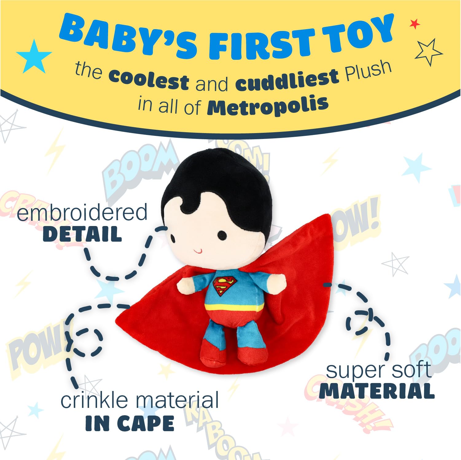 Kids Preferred DC Comics Superman Soft Huggable Stuffed Animal Cute Plush Toy for Toddler Boys and Girls, Gift for Kids, Man of Steel 11.5 inches