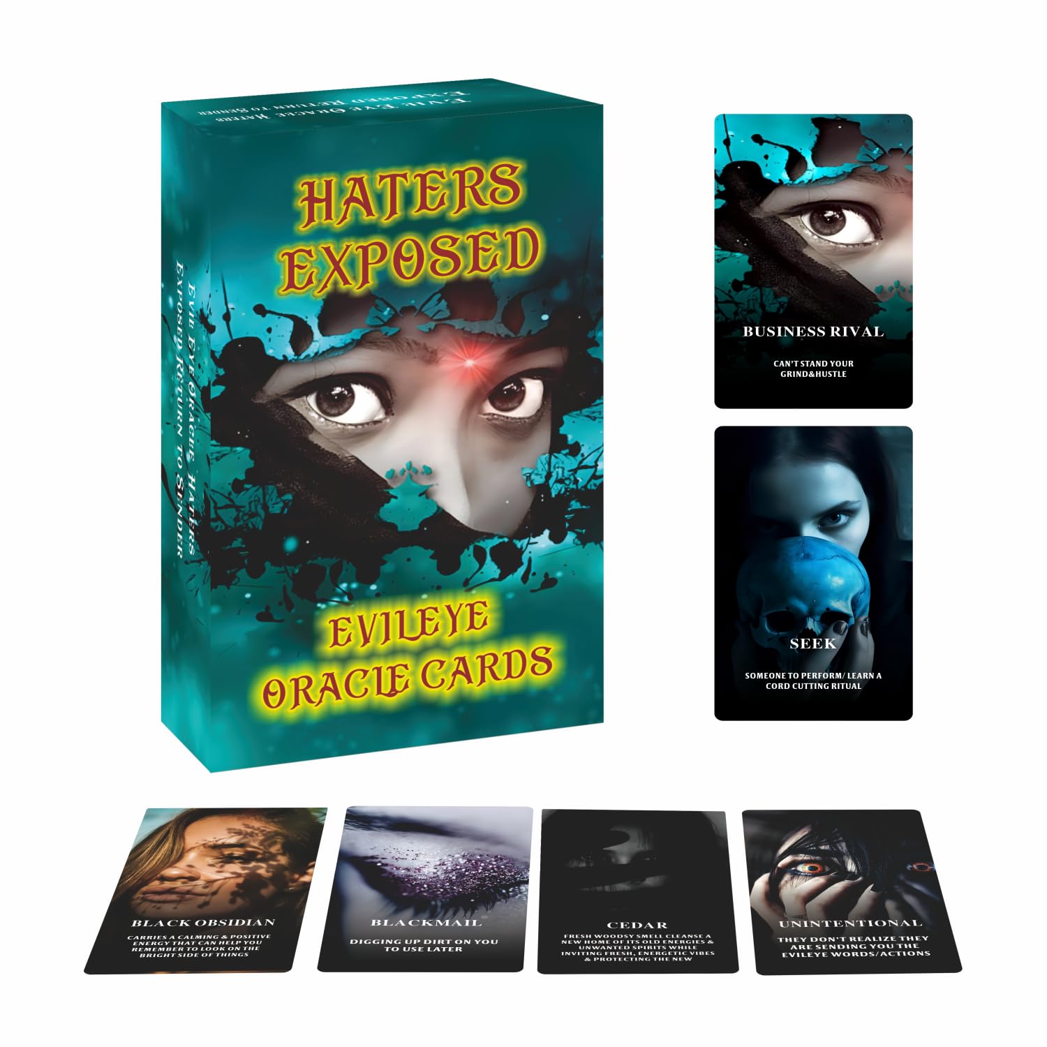 ZHQGYN Evil Eye Oracle Cards, Haters Exposed, Return to Sender, Oracle Cards for Insight and Discovery, Eyewitness Exposed, Deck of Wisdom