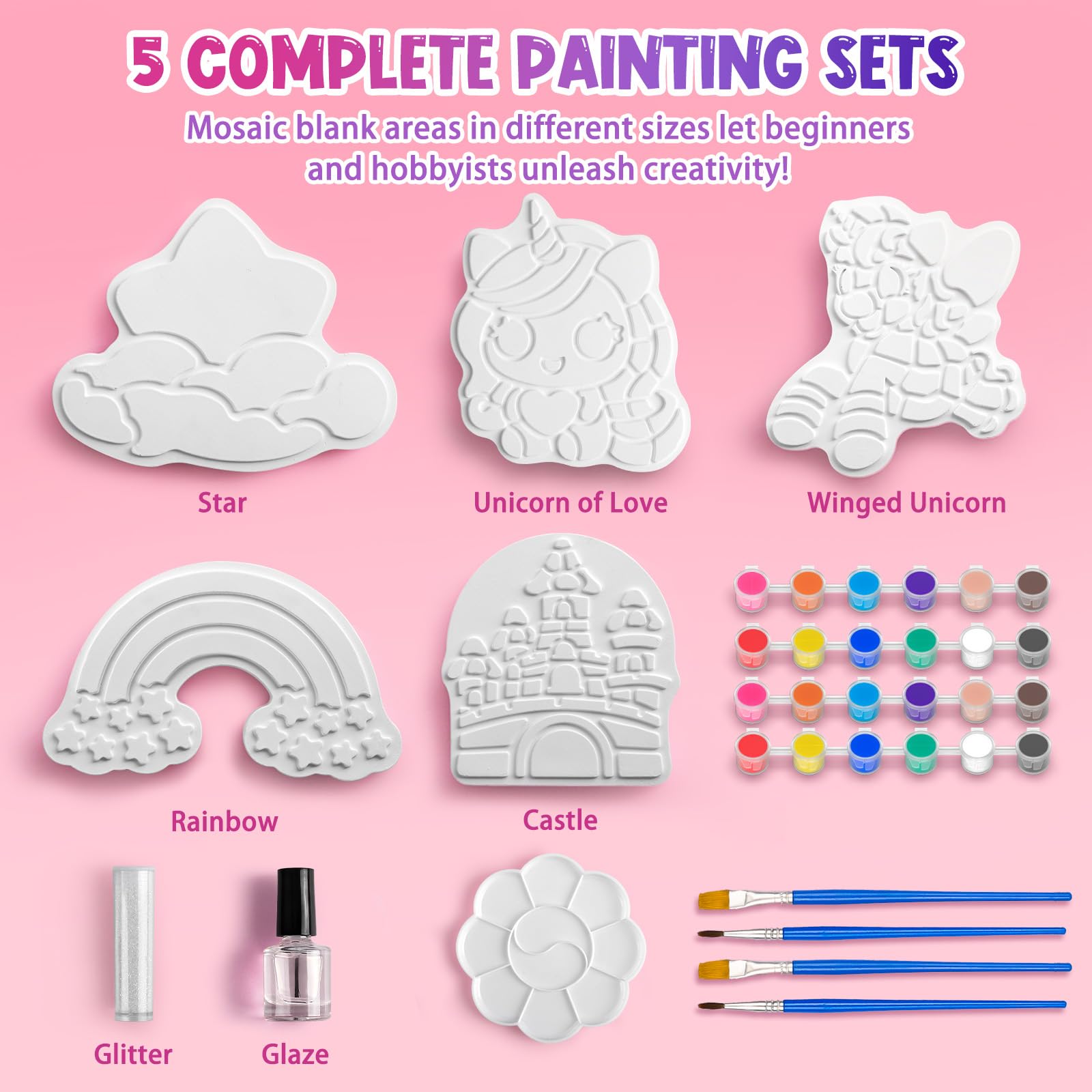 Unicorn Stepping Stones Painting Kits For Kids, Toddler Outdoor Arts And Crafts Garden Decoration Supplies, Paint Craft Kits For Kids Ages 4 5 6 7 8 9