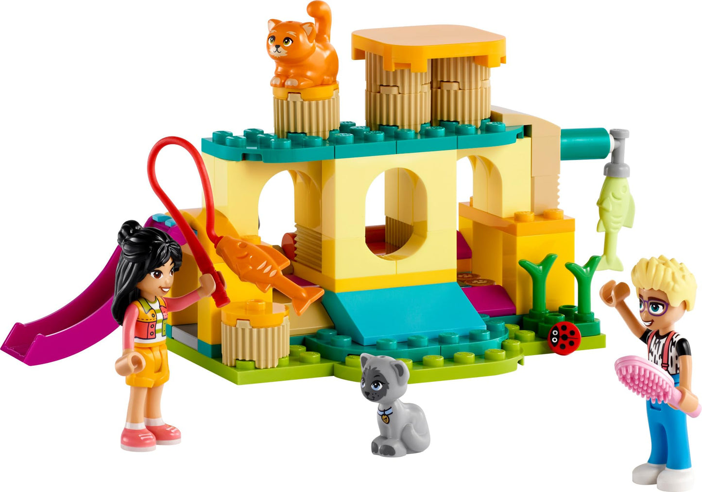 LEGO Friends Cat Playground Adventure, Animal Toy with Figures, Gift Set Idea for Kids, Girls and Boys 5 Years and Up, Pretend Play with Mini-Doll