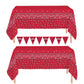 Oojami Cowboy Tablecloth 4 Pack - Western Bandana Plastic Table Cover 54" x 108" with 2 Pennant Banners, Disposable Waterproof Country Tablecloths
