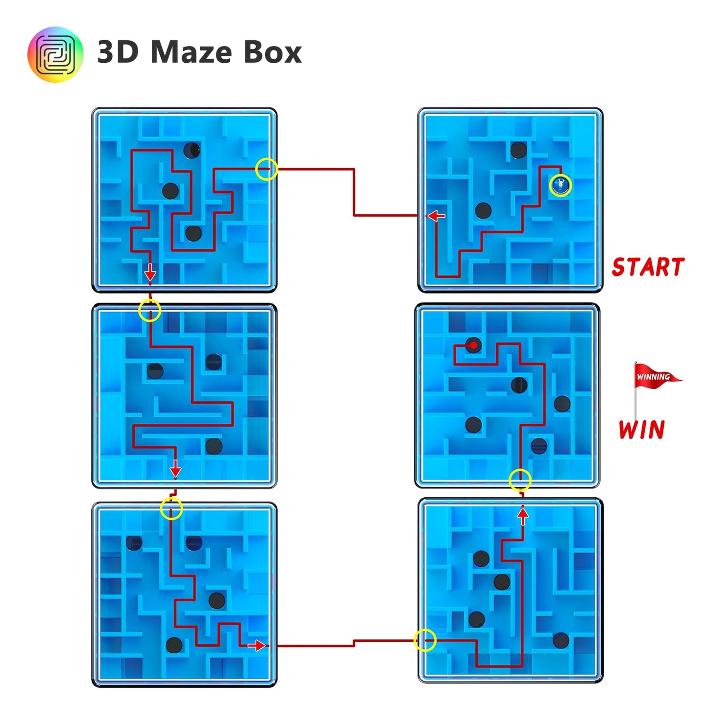 Vdealen Fidget Brain Teaser Toy for Kids, 3D PuzzlesToys Bundle of 3x3 Speed Cube, Maze Box, Rainbow Puzzle Ball, Wisdom Ball, Fidget Snake Cube