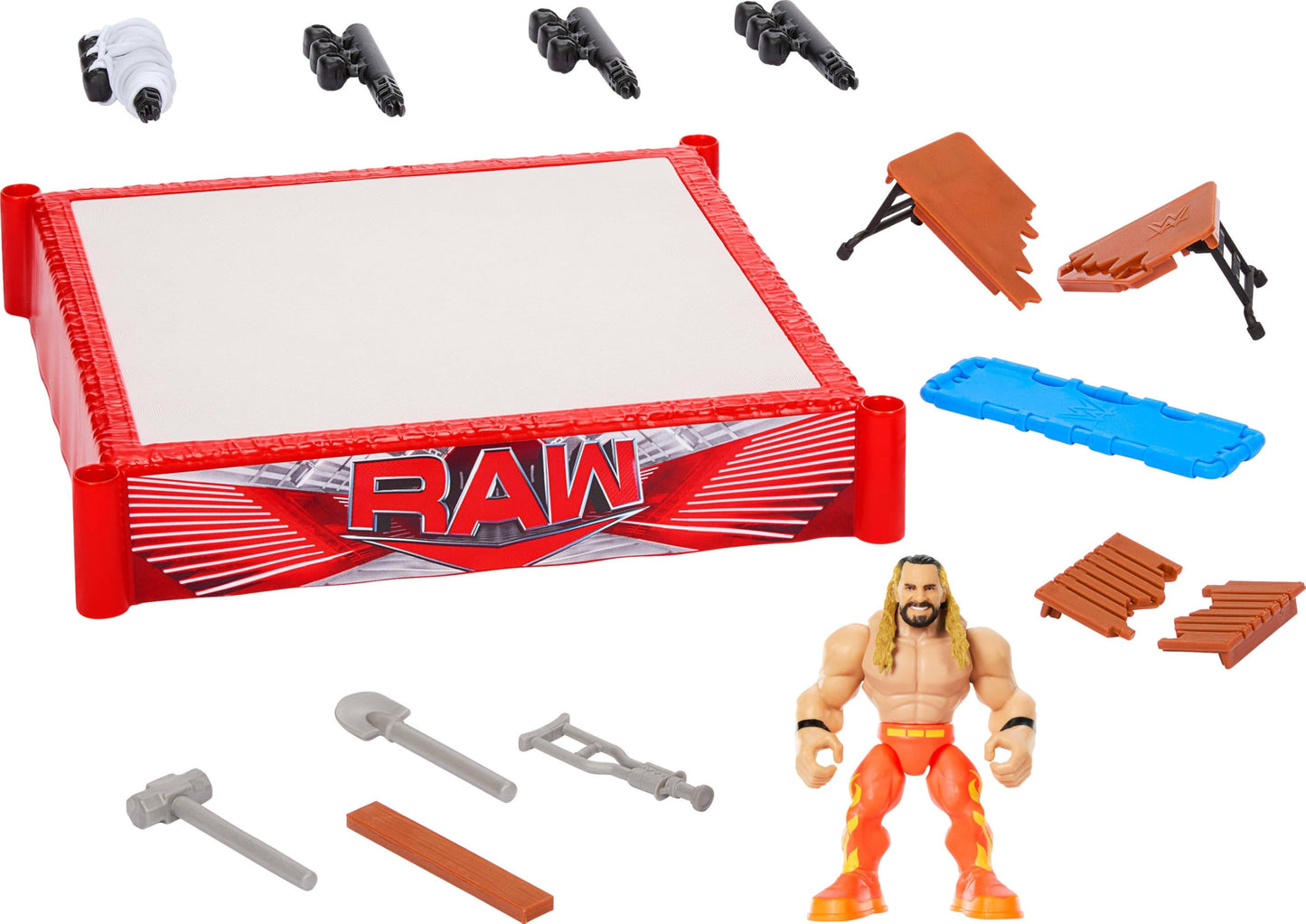Mattel WWE Knuckle Crunchers Rebound Ring Playset, Includes 2.5-inch Seth Rollins Action Figure with Crunching Joints, Accessories & Flex Mat
