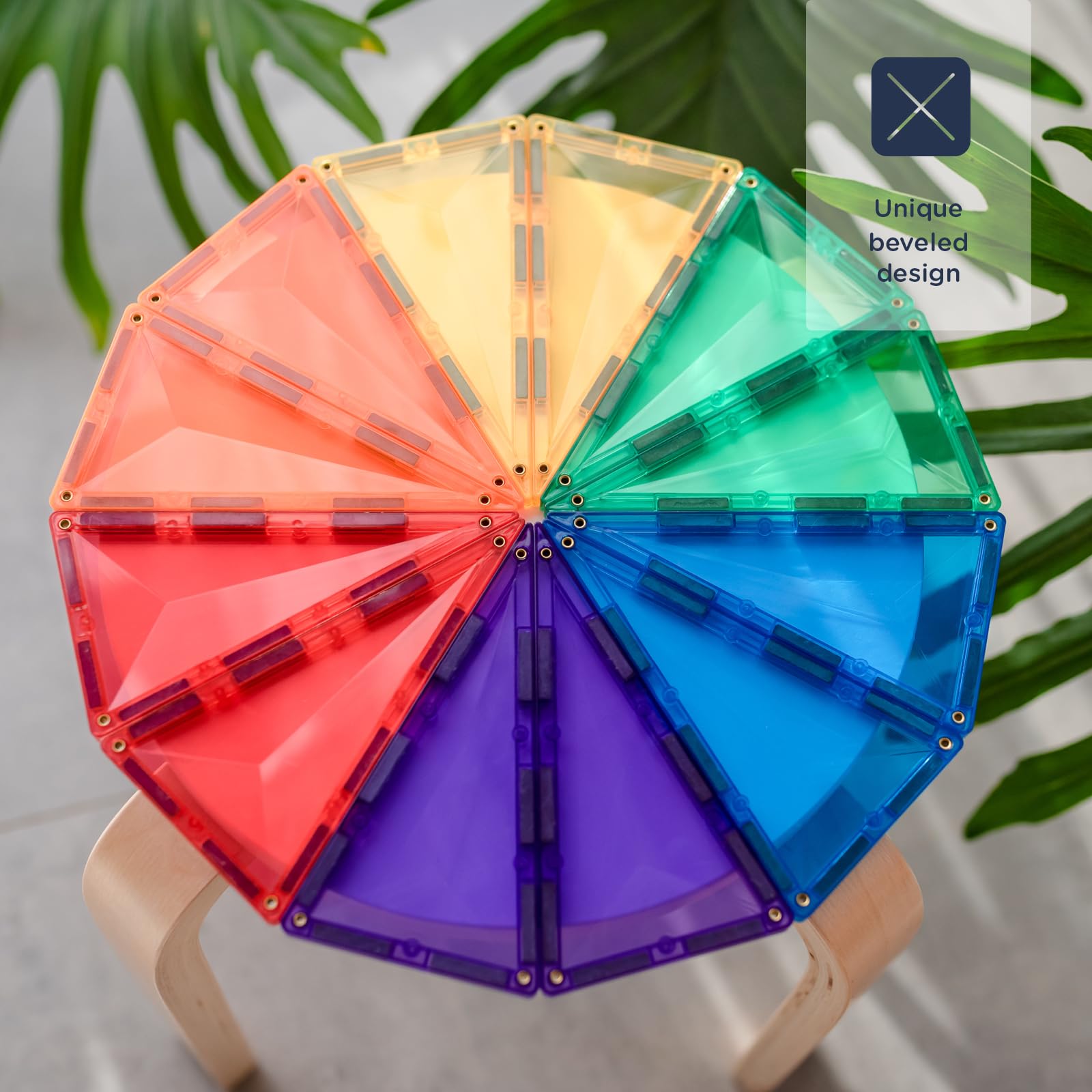 CONNETIX Magnetic Tiles Rainbow Geometry Pack, 30 Pieces