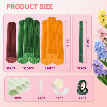 Pipe Cleaners,DIY Flower Bouquet Kit700pcs (Orange,Green,Brown) Sunflower Chenille Stems Kit, Flower Making Craft Materials(32Flowers),Art and Craft
