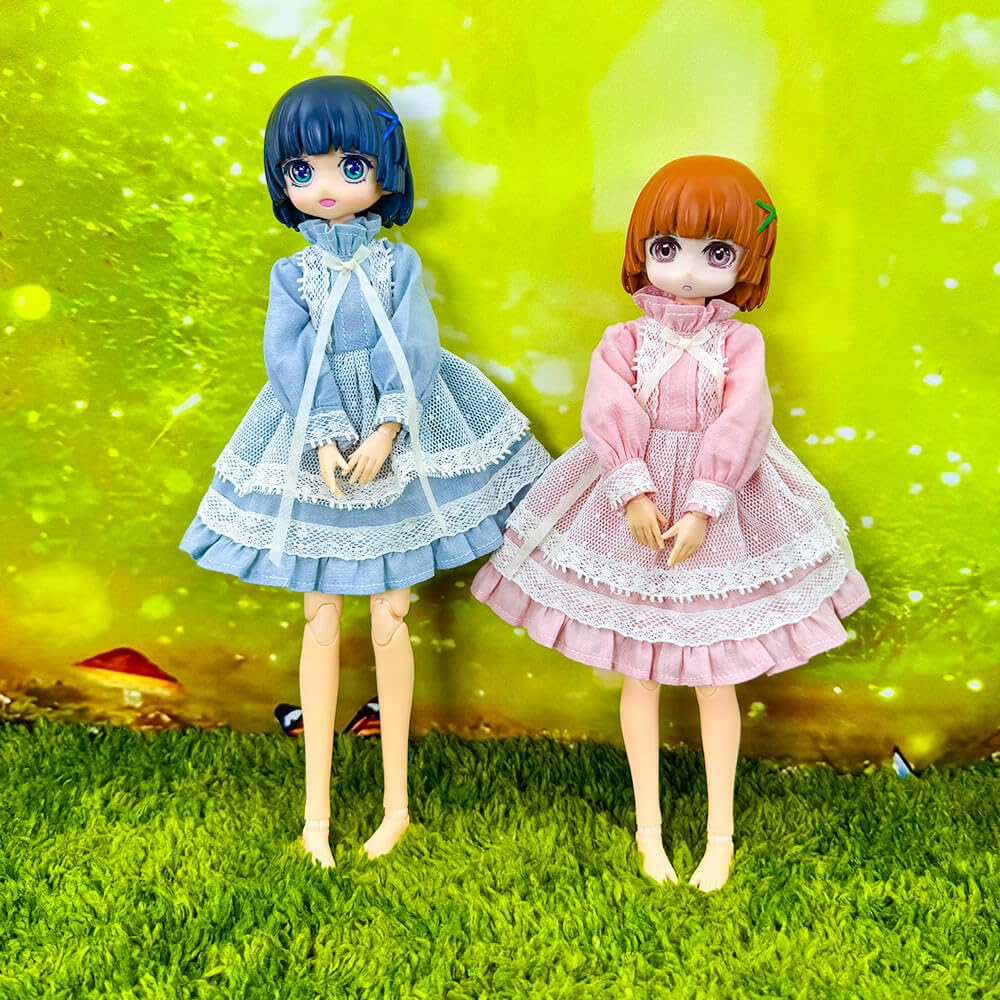 niannyyhouse Doll Lace Dress, Compatible with Blythe, OB24, OB22, Ball Jointed Dolls, Dress Up Accessories (Blue)