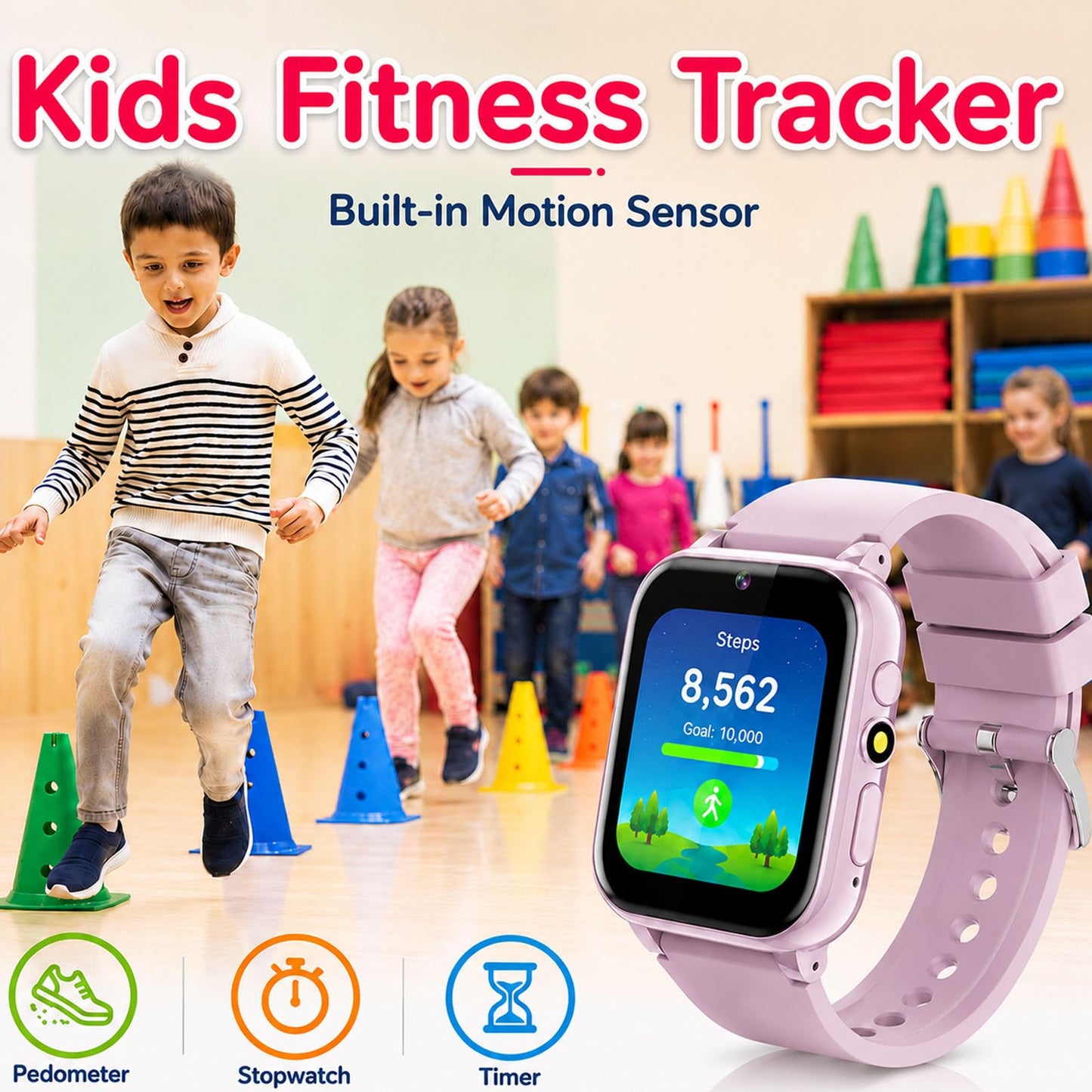 iCHOMKE Smart Watch for Kids, Pink