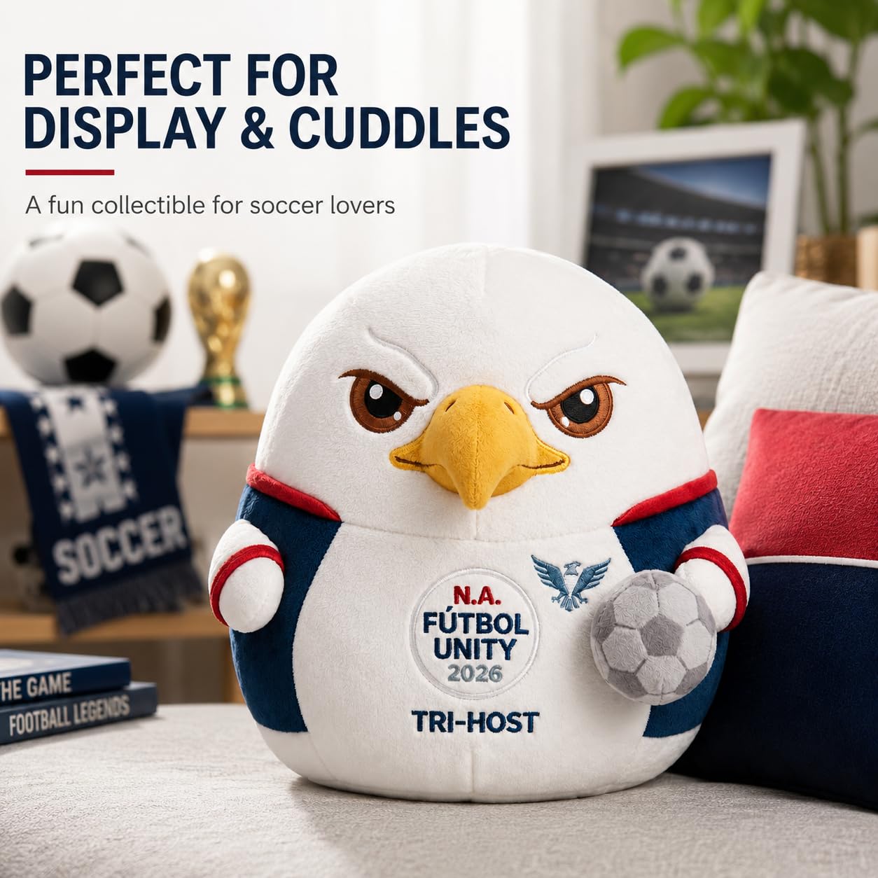 TDQNBKDG Cute Chubby Eagle Stuffed Plush Doll, Soft Embroidered Bird Throw Pillow Toy, Decorative Mascot Plush, for Family Friends All Occasions