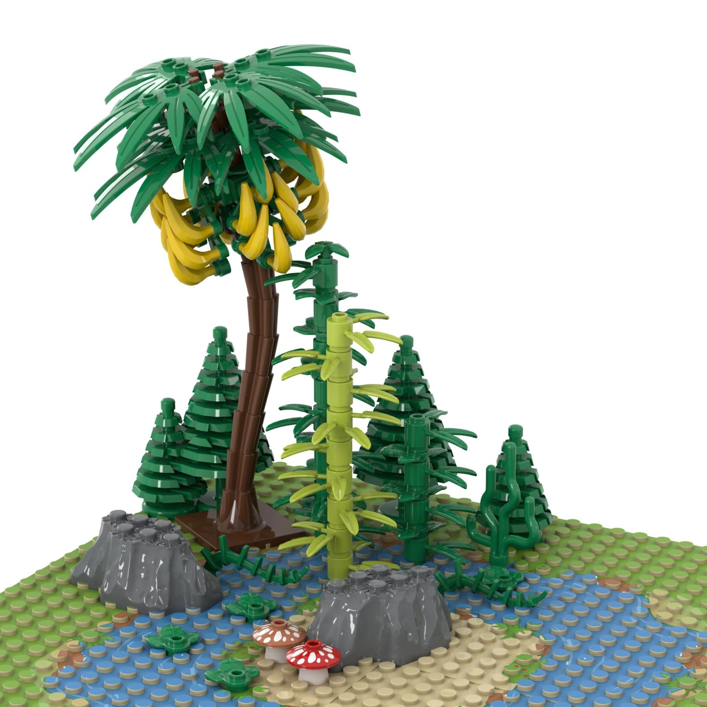 LANMANUO Garden Plants Building Bricks Set, 310PCS Flowers Bushes Trees Palm Leaves Vines Grass Accessories, Jungle Forest Park DIY Scene Blocks