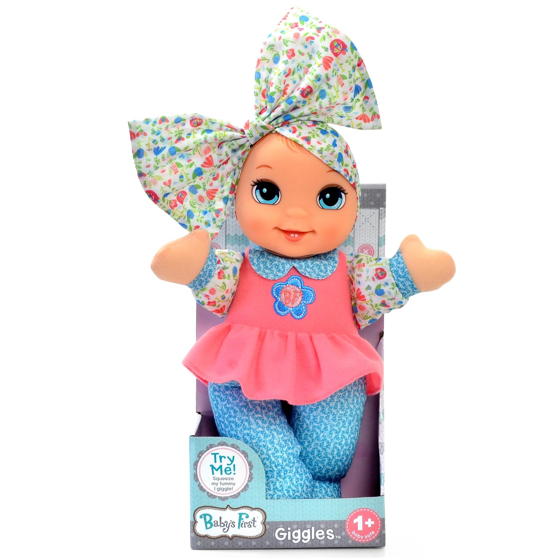 Baby's First Giggles Doll with Print Top & Infectious Giggle Sound Module - Child Safe 1 year & Up