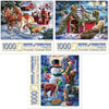 Bits and Pieces - Value Set of Three (3) 1000 Piece Jigsaw Puzzles for Adults - Each Puzzle Measures 20" X 27" - Winter Holiday Forest Animals Jigsaws