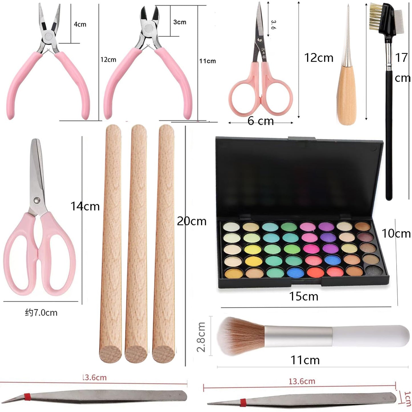 FOWUIKOH Pipe Cleaners Craft Tools Kits DIY Hand Tools Pipe Cleaner Flower kit Tools for Beginner Scissors, rulers, Pliers, Brushes (13 Tools Set)