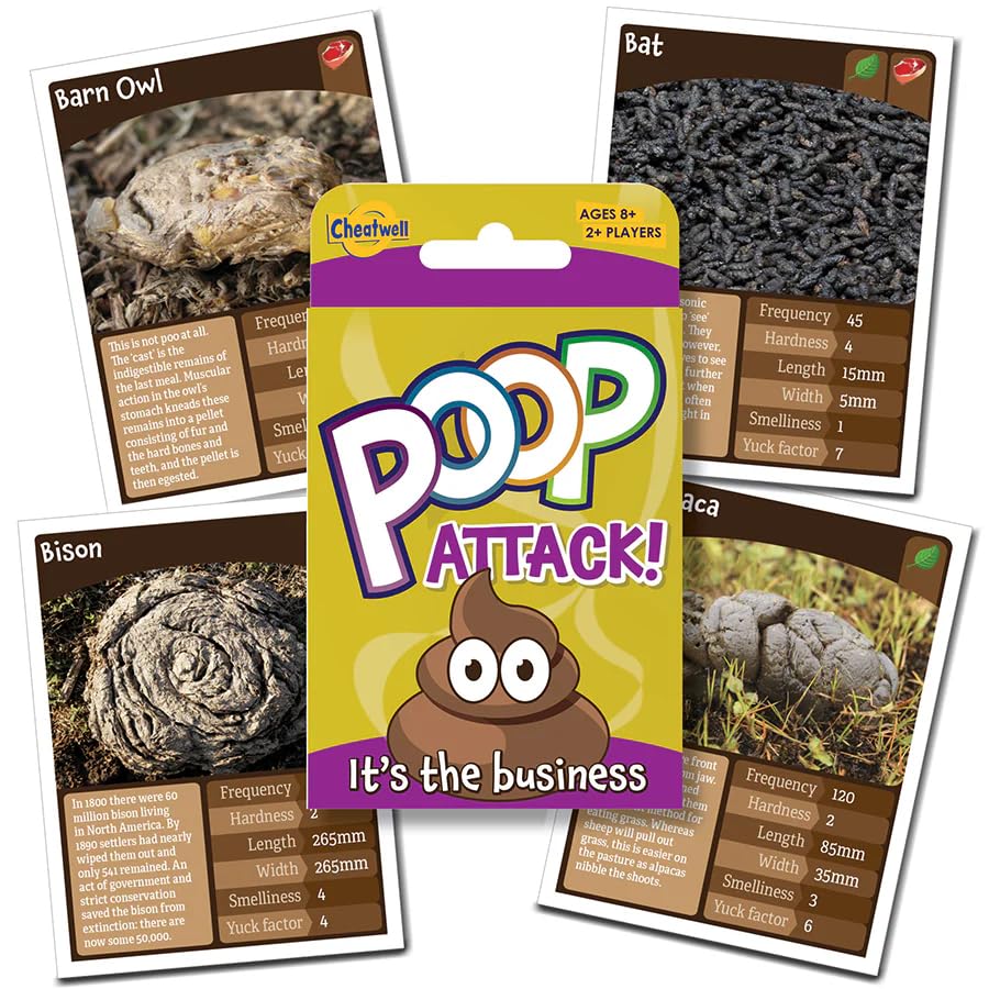 Outset Media Poop Attack Travel Card Game - The Game that Takes an unprecedented Look at the Wonders of the Animal World! - for 2 or More Players Ages