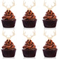 Huray Rayho Antler Cupcake Toppers Wooden Deer Cake Picks Decorations Baby Shower Wedding Hunting Boho Rustic Country Birthday Theme Party Supplies