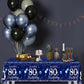 GREHUMOR 3Pcs 80th Birthday Tablecloth Decorations Sliver and Blue Table Cover Plastic 80th Happy Birthday Party Supplies for Men Women Disposable