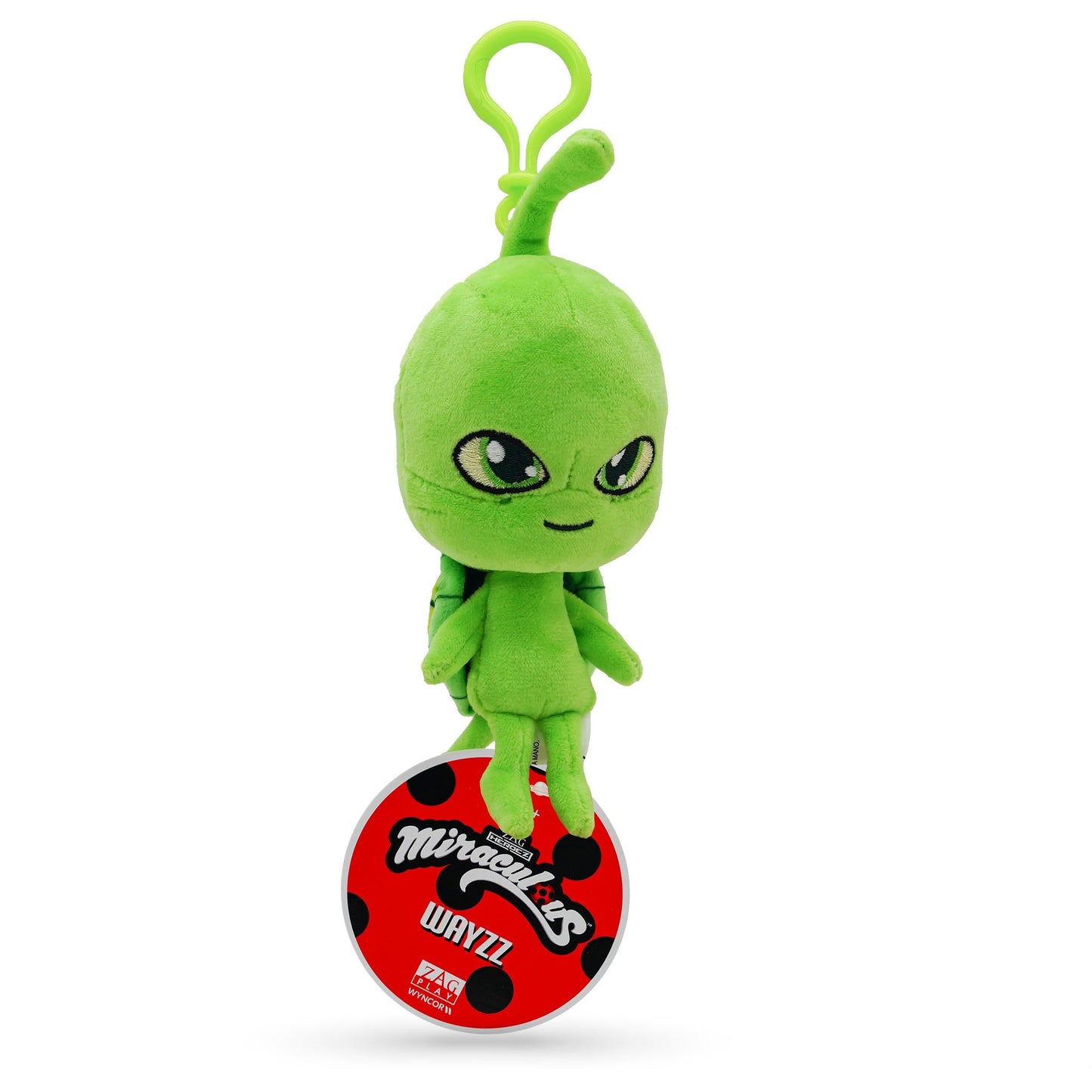 Miraculous Ladybug Kwami 5-inch Lifesize Backpack Keychains - Wayzz The Turtle Clip-On Toys - Portable Ladybug and Cat Noir Accessories, Keychain