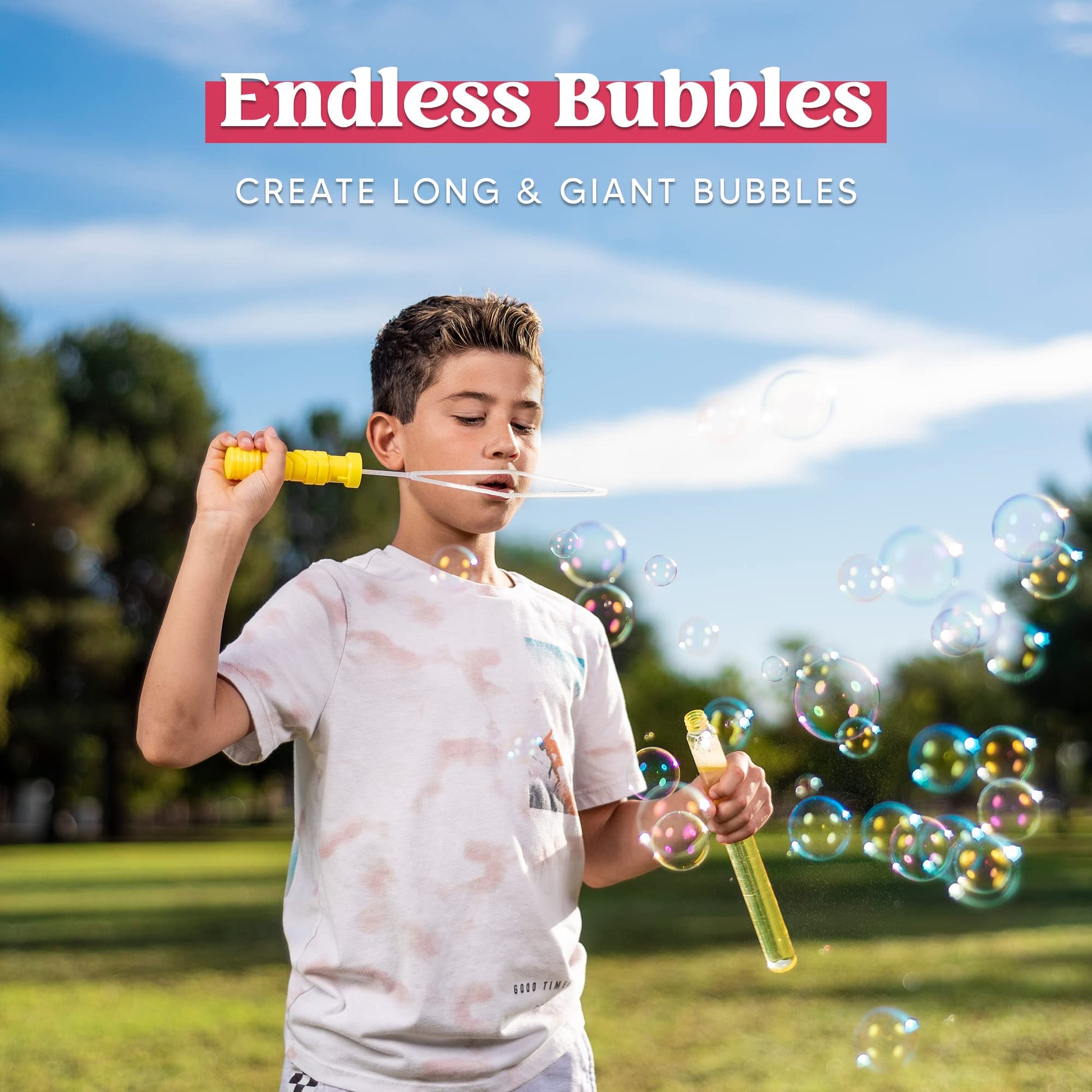 JOYIN 45 Packs Big Bubble Wand Set with Concentrated Solution Refills, 14.6" 9 Colors Giant Bubble Wands for Summer Toy Party Favors Kids Birthday