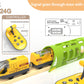 Battery Operated Train for Wooden Track, Electric Train Set Includes Remote Control Locomotive Train & Train Tunnel, Motorized Train Toy for Toddlers