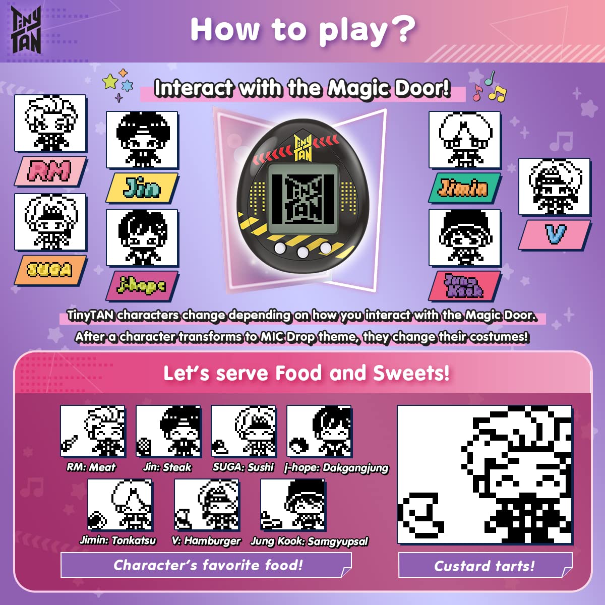 Tamagotchi Nano x TinyTAN - Jungkook ver., Hugmy Tamagotchi Vinyl Figure and Tamagotchi Nano Electronic Pet
