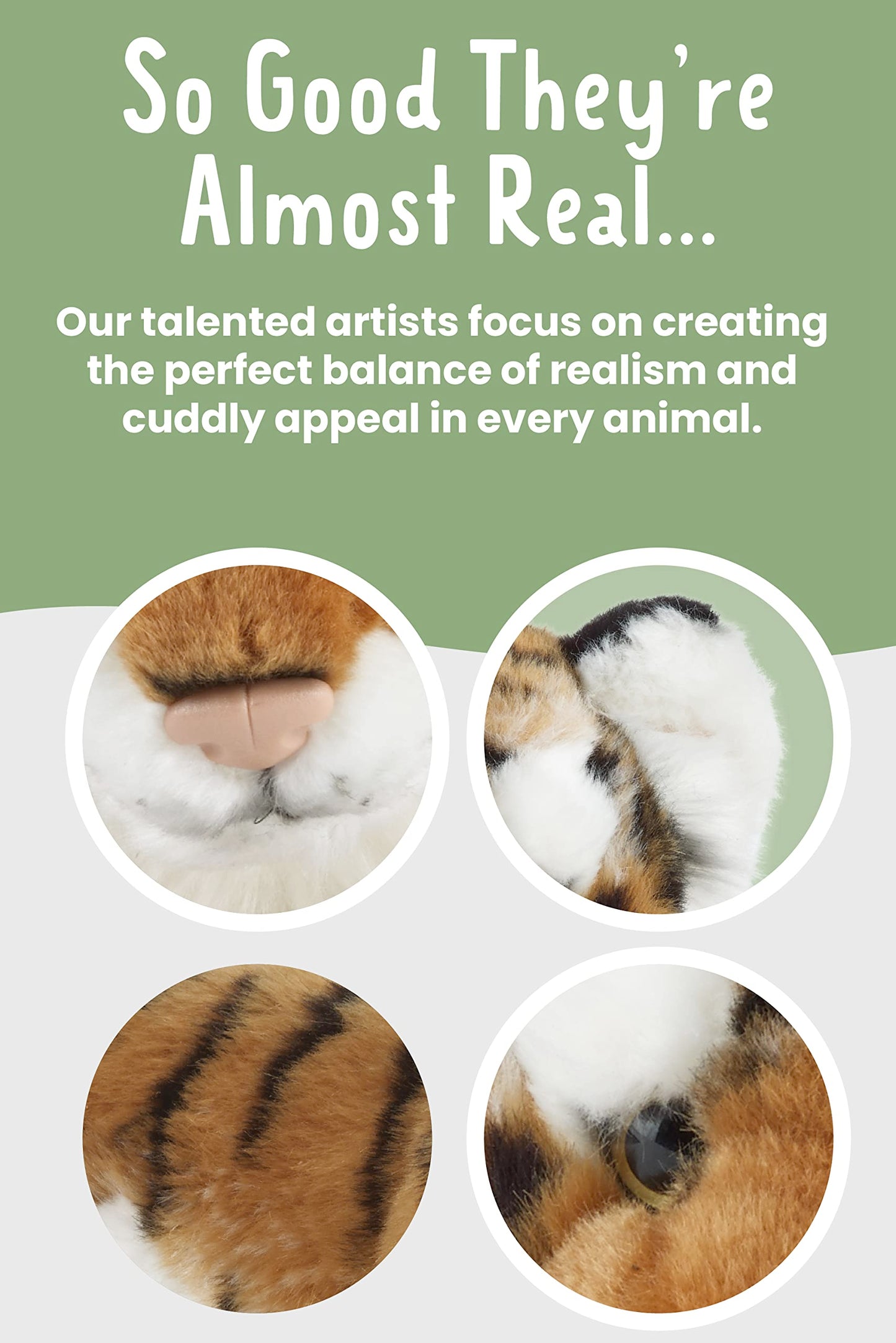 Living Nature Small Tiger Cub Stuffed Animal | Fluffy Tiger Animal | Soft Toy Gift for Kids | 10 inches