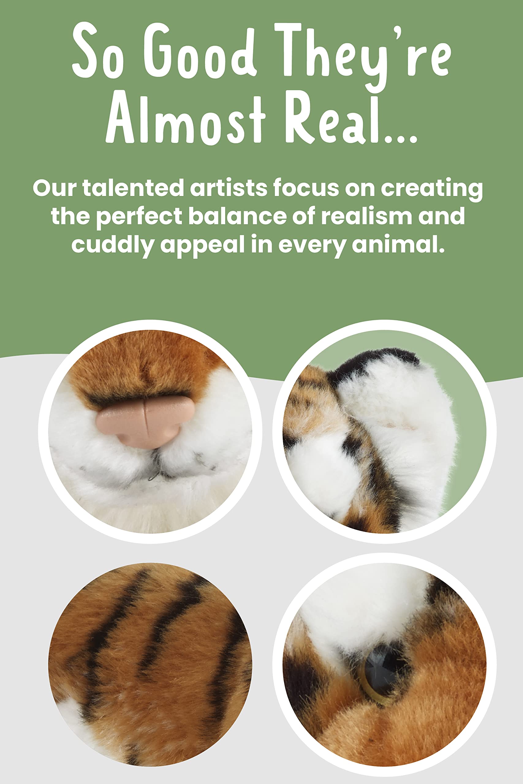 Living Nature Small Tiger Cub Stuffed Animal | Fluffy Tiger Animal | Soft Toy Gift for Kids | 10 inches