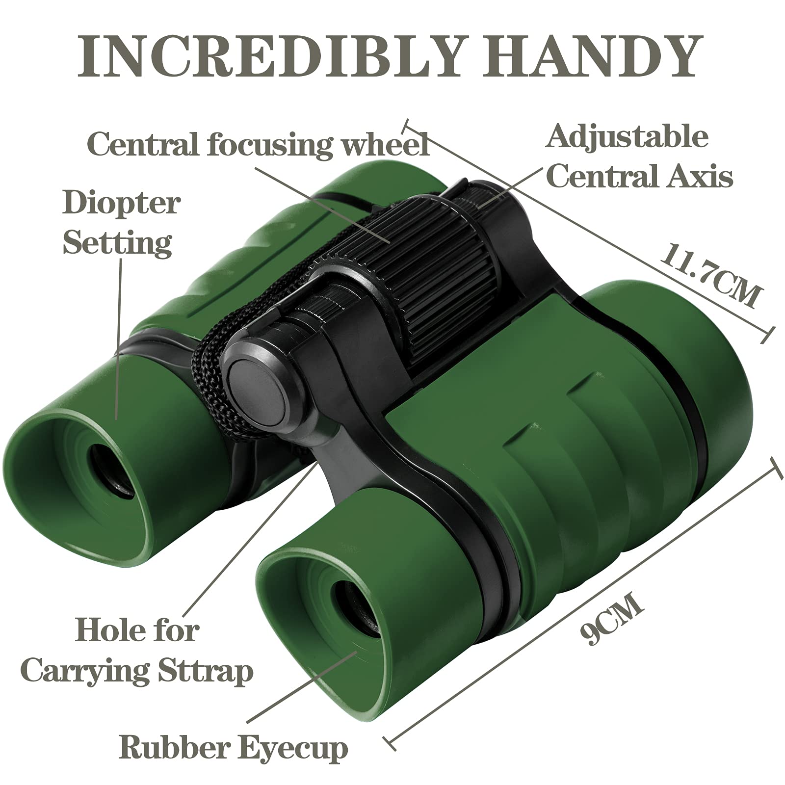 Extrapins Kids' Compact Green Binoculars, Outdoor Exploration Kit, Green