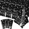 Ertyjikg 3 Pcs Bad Two The Bone Tablecloth Rock Roll 2nd Birthday Party Decorations Plastic Skull Tablecover Backdrop Background Banner for 2nd