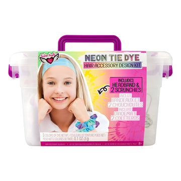Fashion Angels Tie Dye Kit - Neon Tie Dye Hair Accessories Kit, Non Toxic Dyes, Complete Set with Scrunchies, Headband, Gloves, Elastic Bands,