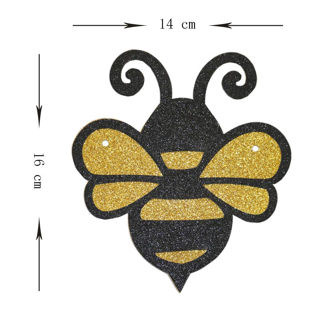 Happy 1st Bee Day Banner,Glitter Gold 1st Birthday Themed Party,One High Chair Sign Boy Girl First Birthday Party Decorations.