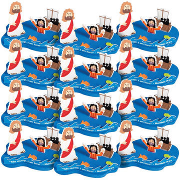 Fun Express Jesus and Peter Walk On Water Craft Kit - Makes 12 - DIY Religious Crafts for Kids and VBS, Sunday School Activities