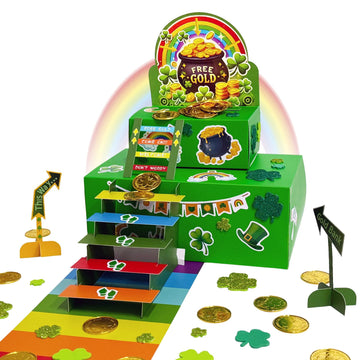 LANMANUO Leprechaun Trap Kit How to Catch a Leprechaun DIY Craft Set St. Patrick’s Day Crafts for Kids, St. Patricks Day Classroom Party Activity