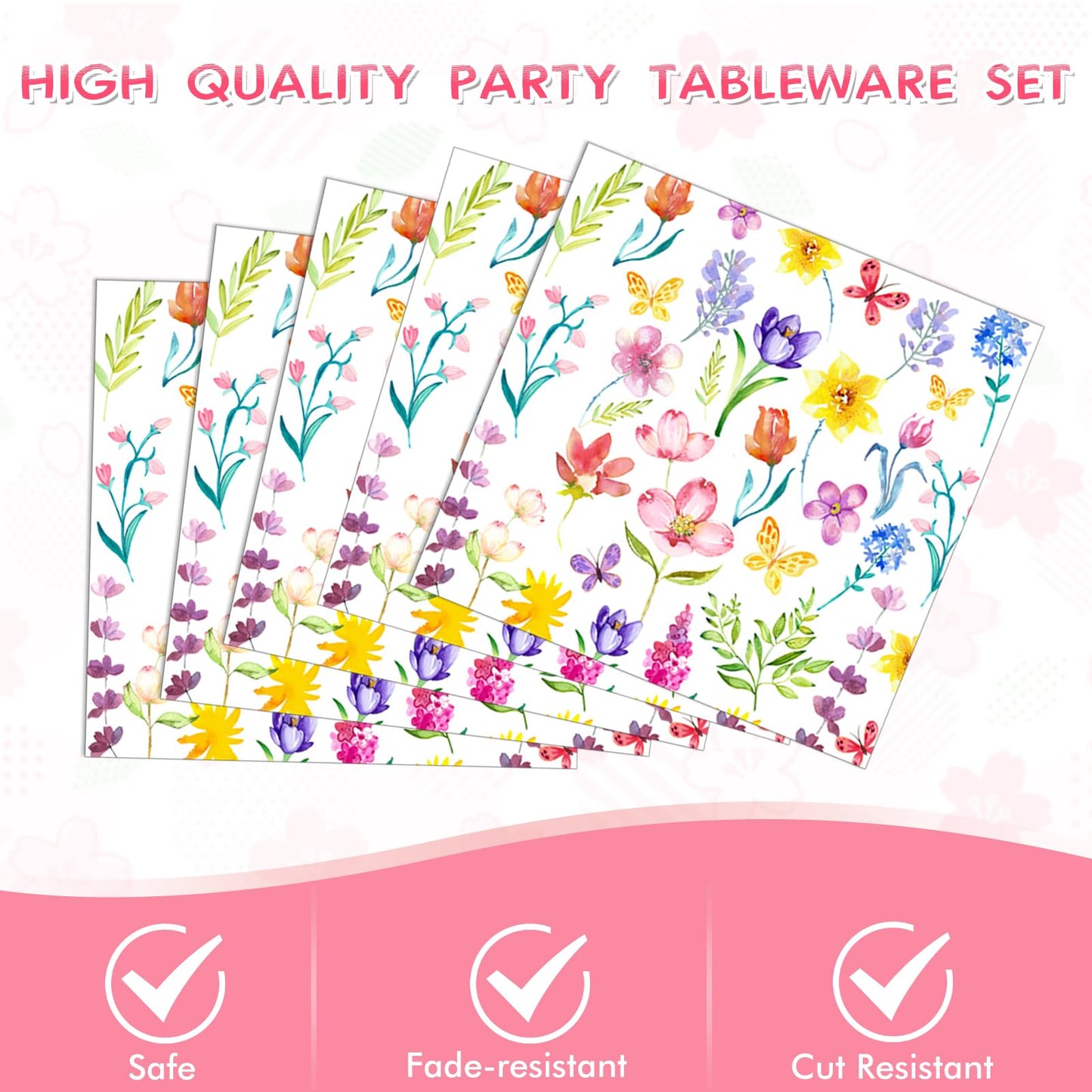 41 PCS Wildflower Party Decorations Floral Theme Disposable Tableware floral paper plates Napkin Tablecloth Floral Party Decorations for Wedding Tea