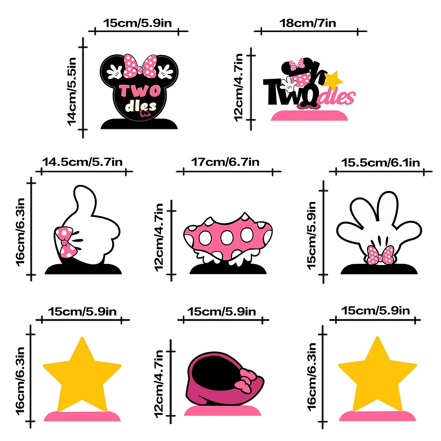 LINGTEER Oh Twodles Birthday Table Honeycomb Centerpieces - Cheers to Girls 2nd Birthday Kids Two Years Old Mouse Themed Party Decorations Sign.